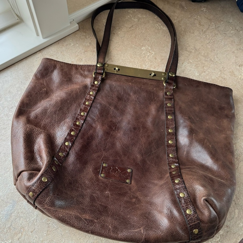 Patricia Nash Brown Studded Tote Purse - Picture 1 of 16
